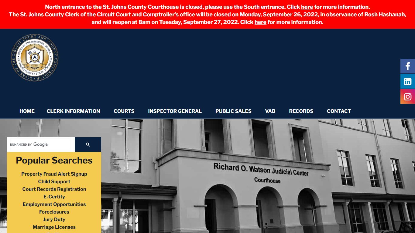 Saint Johns County Clerk of Court & Comptroller - Saint Johns, FL